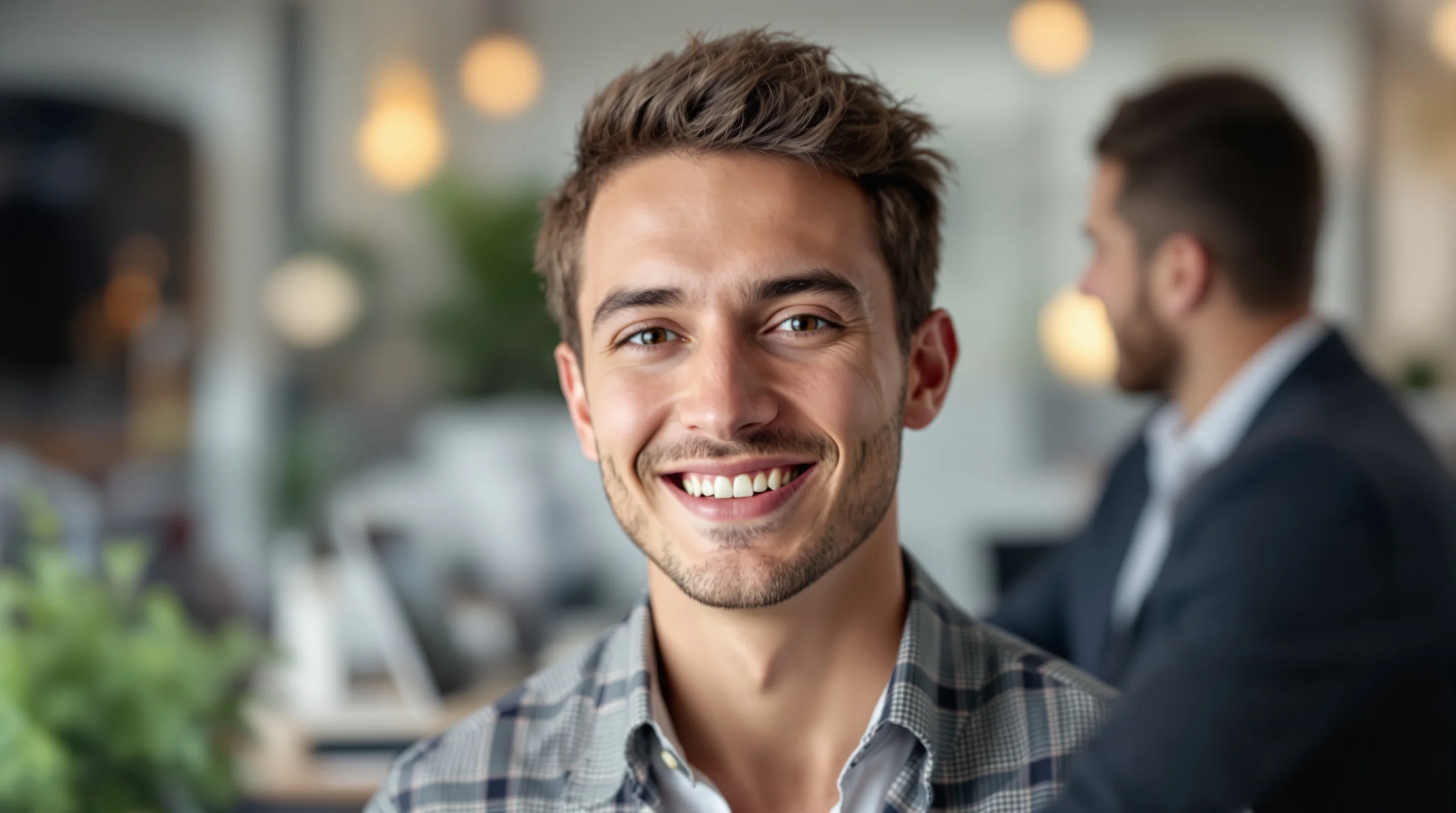 Student richtet Zuhause ein Bewerbungs-Fotoshooting ein: neutraler Hintergrund, Smartphone auf Stativ, dezente Softbox.