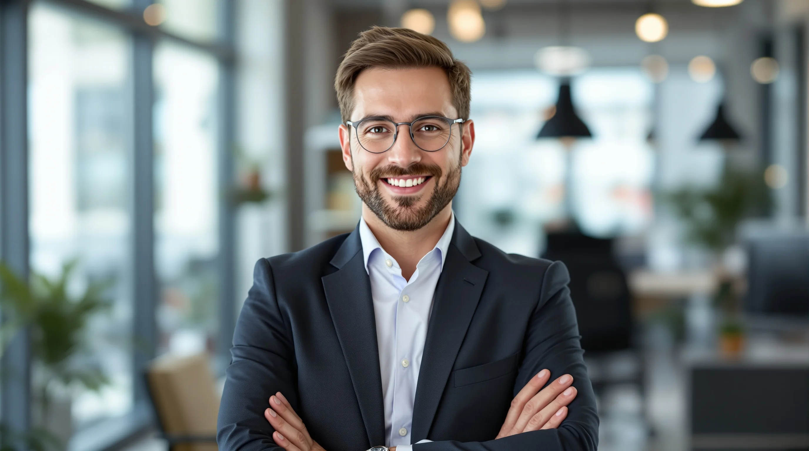 Junge Person in Dreiviertel-Pose mit leichtem Lächeln, neutraler Hintergrund