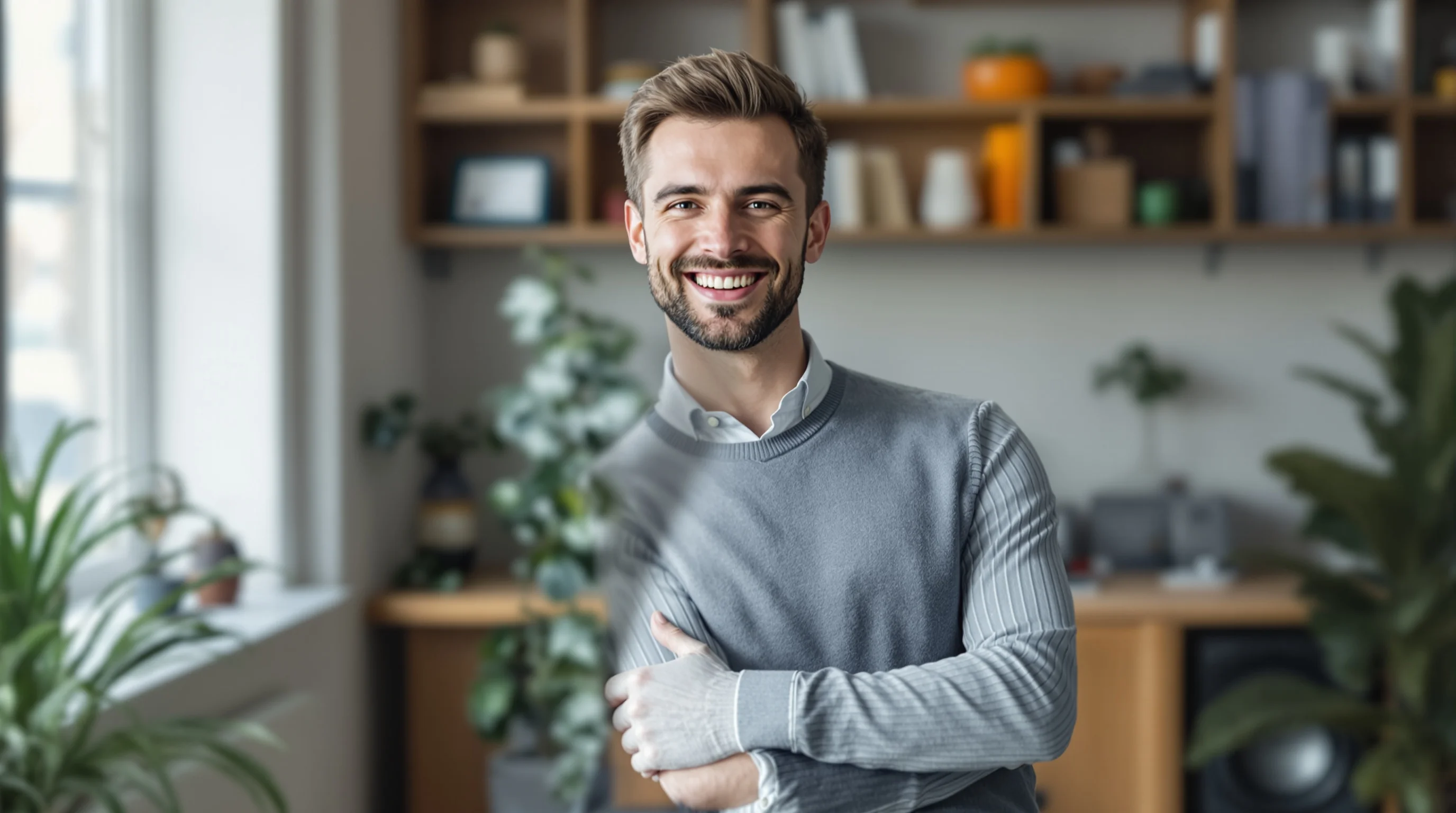 Vorher-Nachher Beispiel eines KI-generierten Bewerbungsfotos