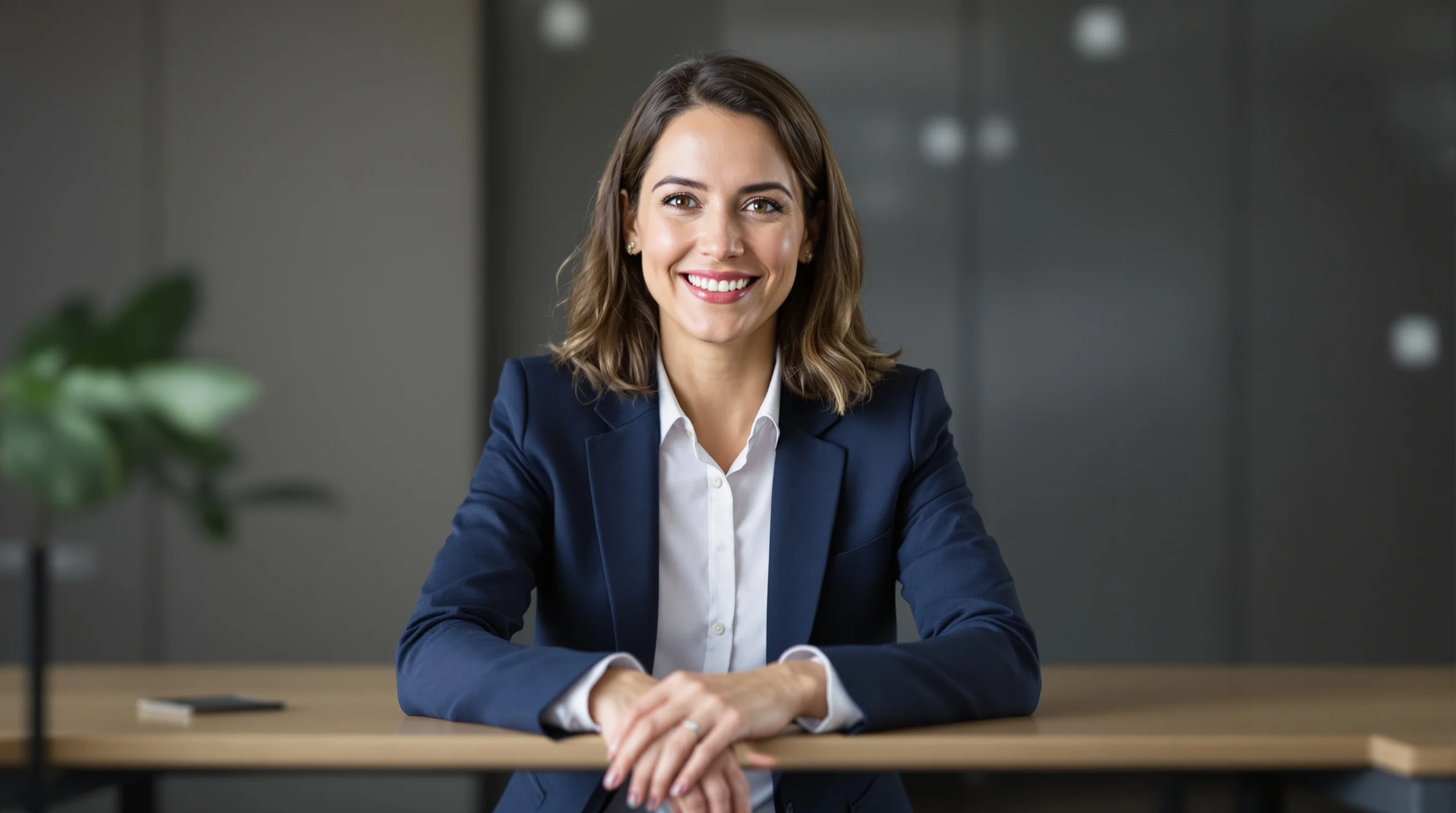 Professionelles Bewerbungsfoto in Business-Kleidung, realistisches Headshot mit unscharfem Hintergrund