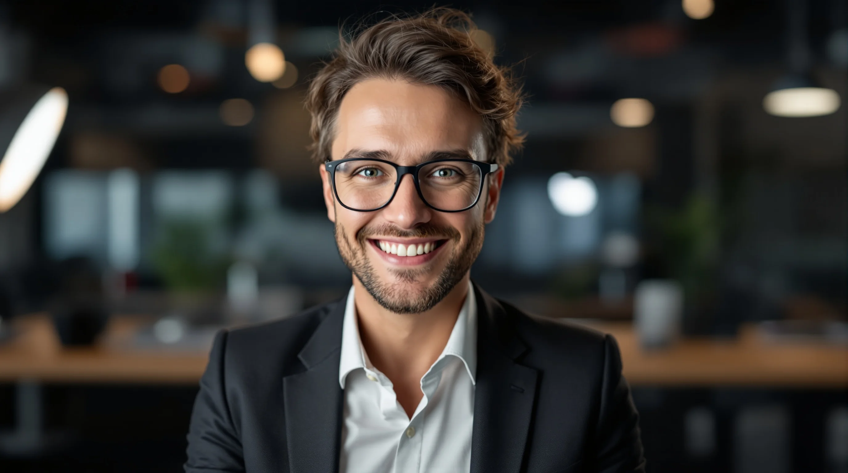 Smartphone auf Stativ vor neutralem Hintergrund, Aufnahme eines Bewerbungsfotos