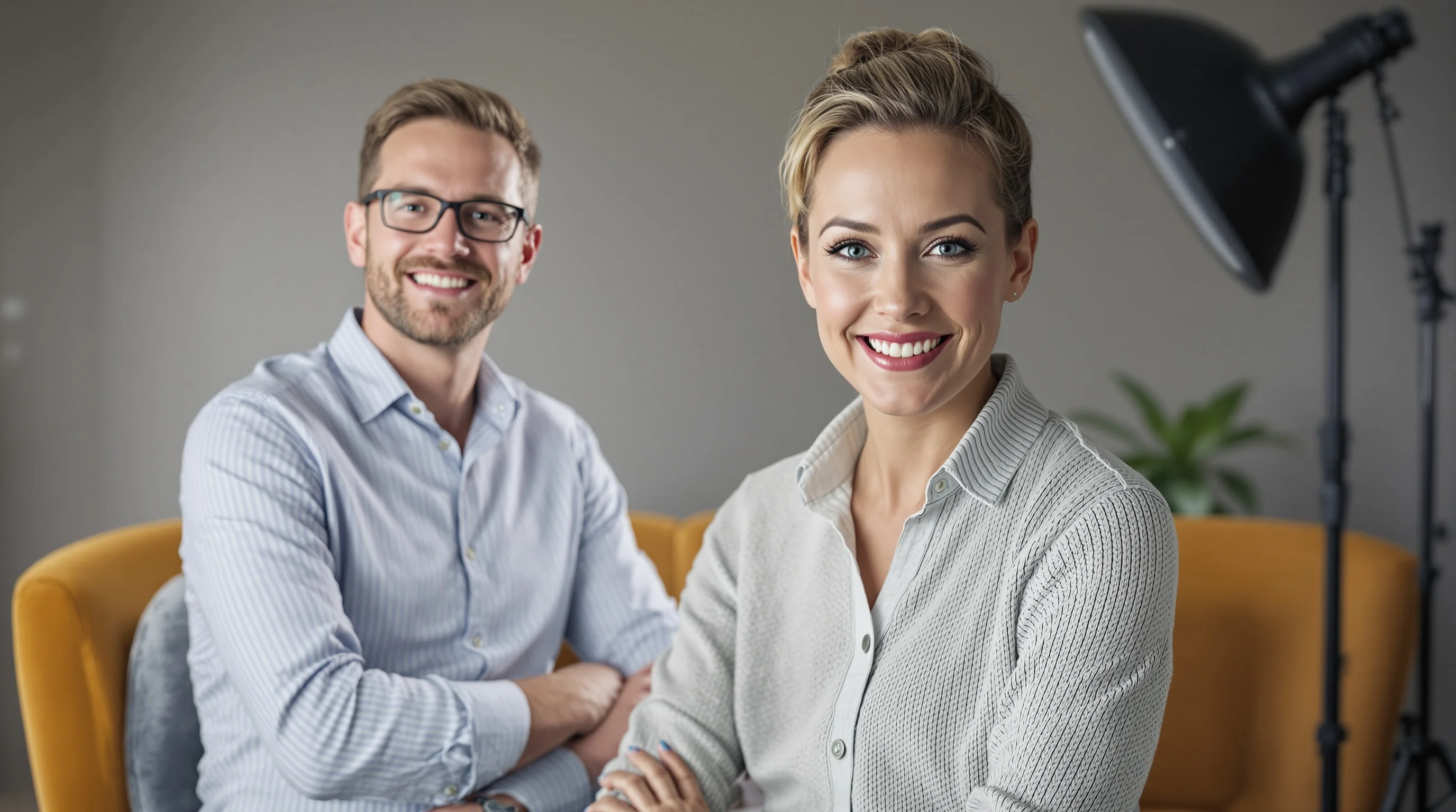 Bewerber im Fotostudio mit neutralem Hintergrund