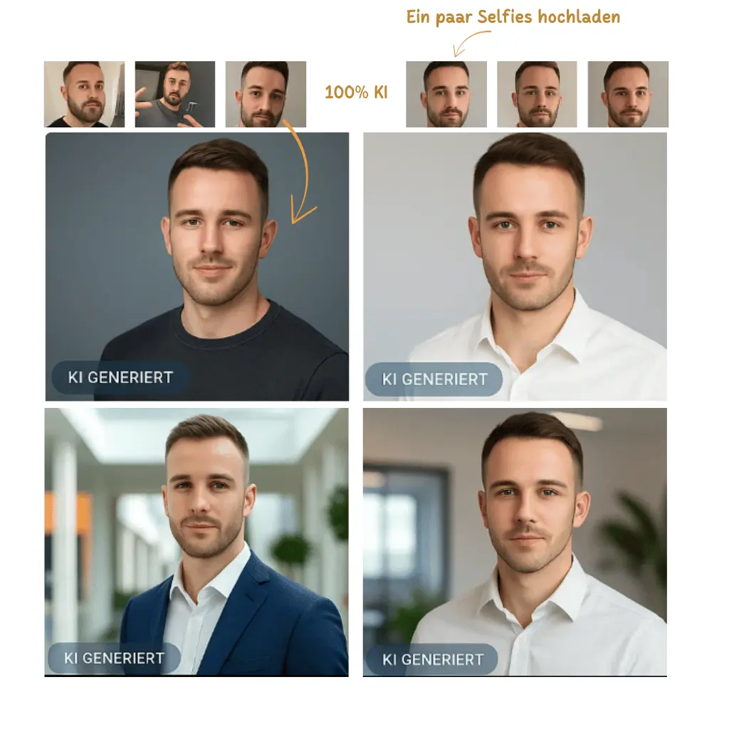 KI-Bewerbungsfotos für Azubis - Vorher Nachher Beispiele